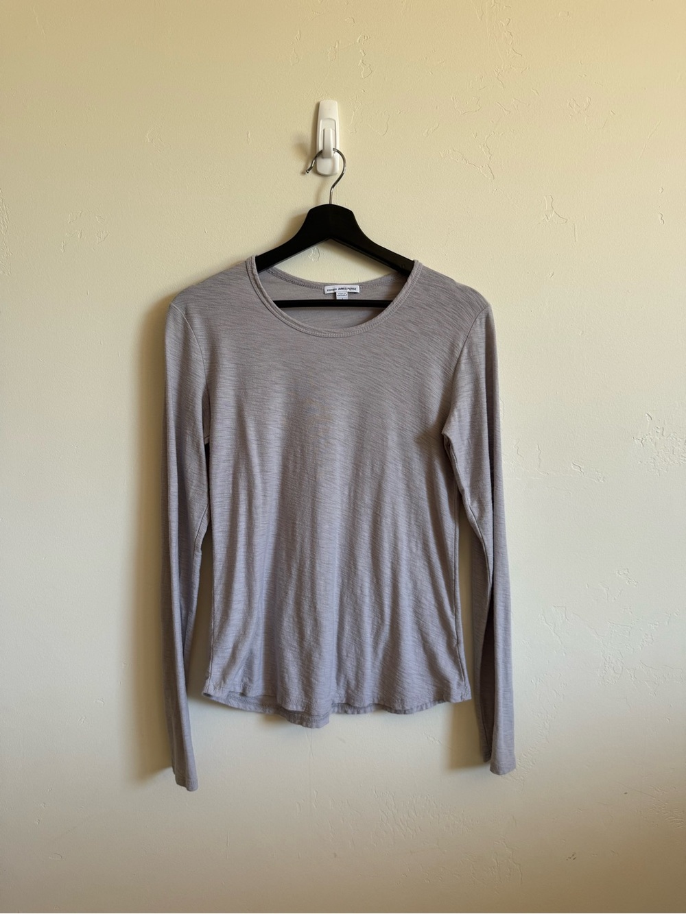 James Perse Standard Long Sleeve Crew Neck T Shirt Taupe Gray Size 1 100% Cotton